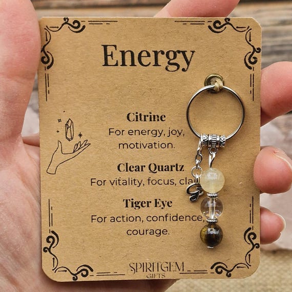 Personalised Energy Keyring, New Job Motivation, Burnout Recovery, Positive Vibes Present, Fitness Goal, Vitality
