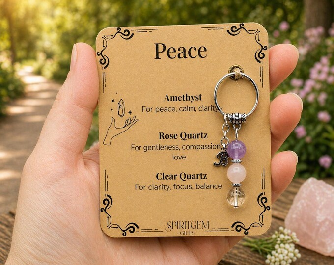 Personalised Peace Keyring, Retirement Gift, Anxiety Relief, Stress Support Token, Serenity Present, Inner Calm