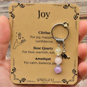 Personalised Joy Keyring, Happiness Gift, Positive Vibes Token, Cheer Up Present, Mental Health Pick Me Up, Optimism