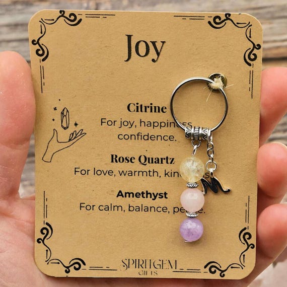 Personalised Joy Keyring, Happiness Gift, Positive Vibes Token, Cheer Up Present, Mental Health Pick Me Up, Optimism