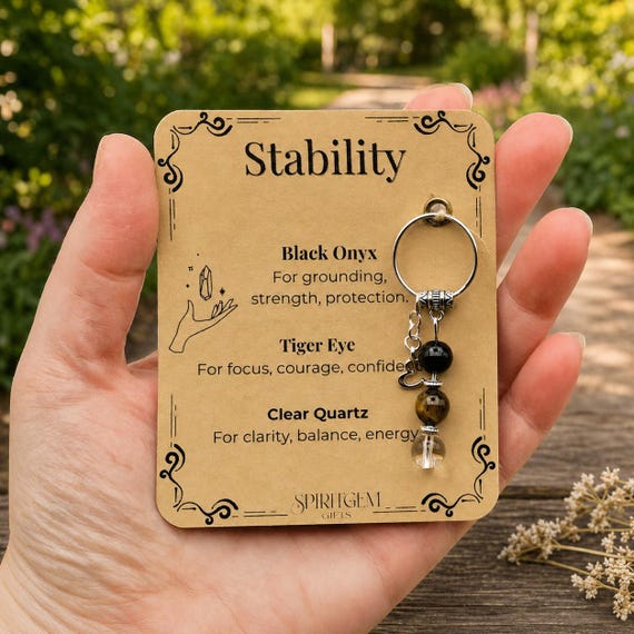 Personalised Stability Keyring, Sobriety Token, Grounding Present, Mental Health Support, Divorce Recovery, Inner Balance