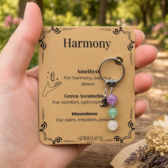 PERSONALISED Happy Marriage Keyring, Peaceful Home Gift, Relationship Harmony Charm, New Home Keepsake