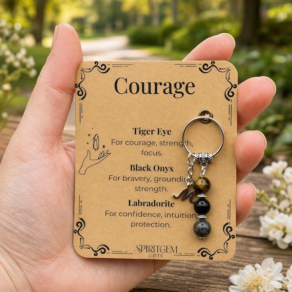 Personalised Courage Keyring, Strength Charm, Surgery Recovery, Divorce Support, New Chapter Present, Fearless