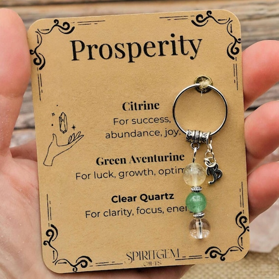 Personalised Prosperity Keyring, New Business Gift, Career Success, Wealth Abundance Charm, Entrepreneur Token, Growth