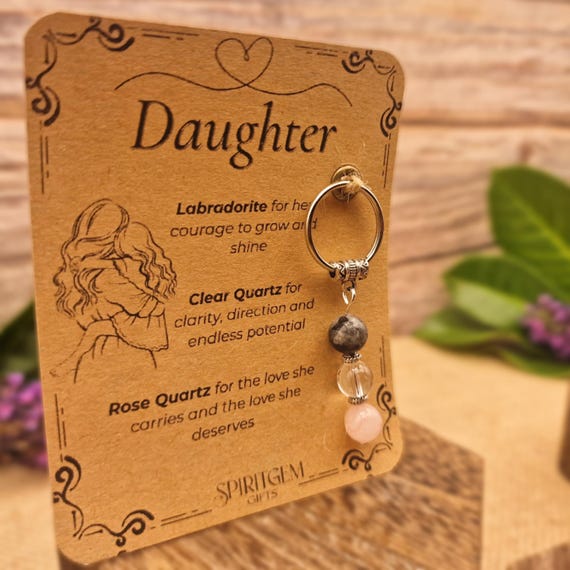 PERSONALISED DAUGHTER keyring. Mum to Daughter, Dad to Daughter, Gift with Meaning, Crystal Keyring, Birthday Keepsake for Her
