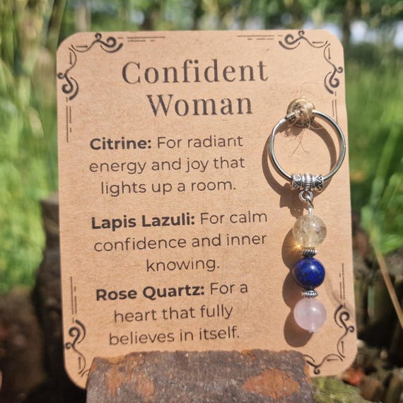 Crystal Keyring Gift for Confident Woman Personalised Empowerment Confidence Self Love Motivation Feminine Energy Gift UK