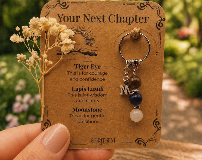 Personalised Next Chapter Keyring, Personalized Crystal Keychain, New Job Gift, Graduation Gift, New Home Gift, Good Luck Gift