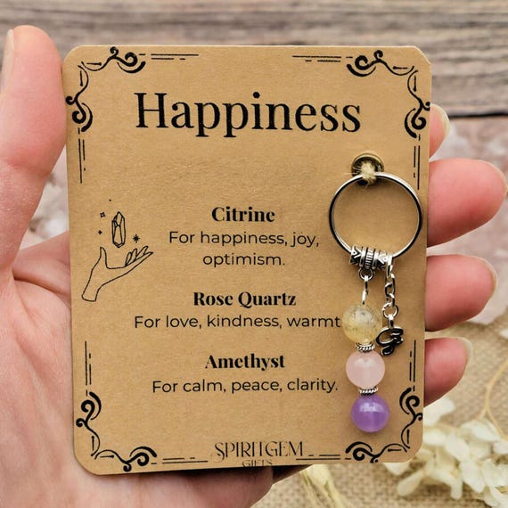 Personalised Happiness Keyring, Positive Vibes Token, Cheer Up Present, Mental Health Pick Me Up, Joy