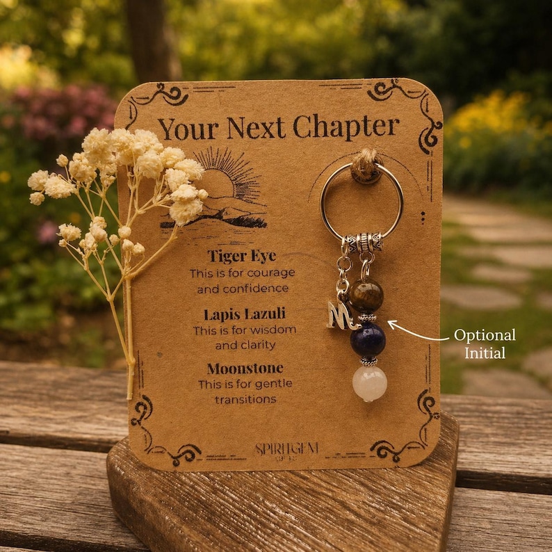 Personalised Next Chapter Keyring, Personalized Crystal Keychain, New Job Gift, Graduation Gift, New Home Gift, Good Luck Gift image 2