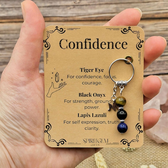 Personalised Confidence Keyring, New Job Gift, Exam Success, Interview Good Luck, Courage Charm, Strength