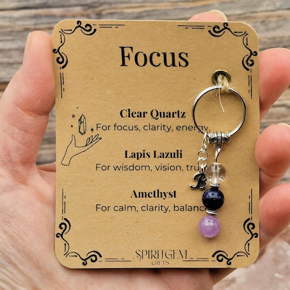 Personalised Focus Keyring, Exam Study Aid, Student Good Luck, New Job Success, Concentration Token, Clarity