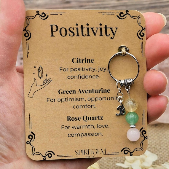 Personalised Positivity Keyring, Good Vibes Gift, Mental Health Support, Optimism Charm, Cheer Up Token, Sunshine