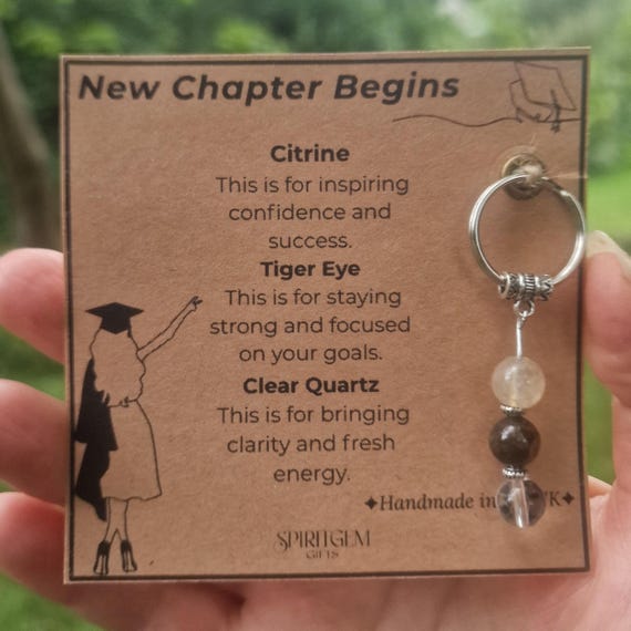 Personalised Graduation Card & Crystal Keyring - New Chapter Begins Gift for Class of 2025 Graduate, College, University, High School, class