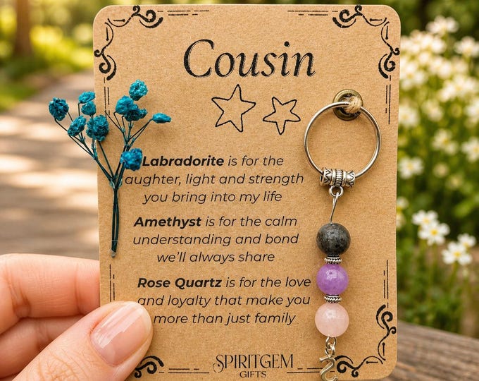Personalised Cousin Keepsake with Gemstones – Birthday Thank You Gift