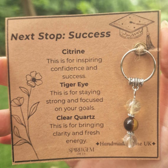 Personalised Graduation Card & Crystal Keyring – Next Stop Success Gift for Class of 2026 Graduate university, College, High School Keepsake