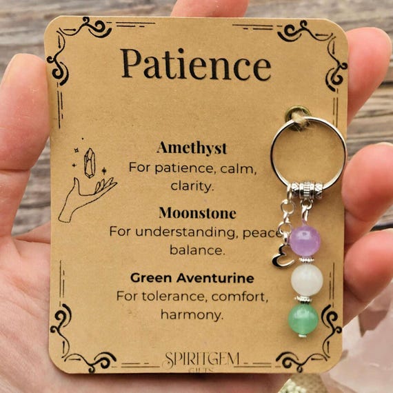 Personalised Patience Keyring, New Mum Gift, Teacher Appreciation Present, Anxiety Relief Token, Calm Charm, Tolerance
