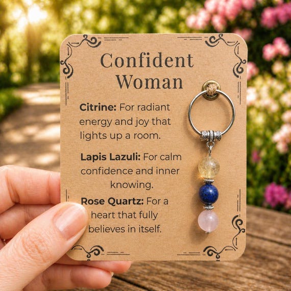 Confident woman crystal keyring. Friendship crystal gift. Personalised crystal keyring for international womans day. Mothers day. Galentines