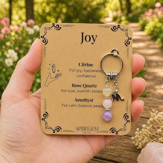 Personalised Joy Keyring, Happiness Gift, Positive Vibes Token, Cheer Up Present, Mental Health Pick Me Up, Optimism