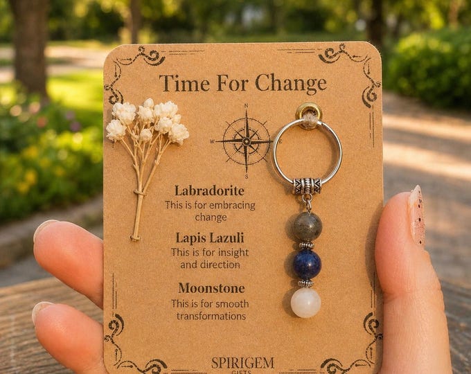 Personalised Time For Change Keyring, Transformation Present, Spiritual Journey Token, New Life Charm, Guidance