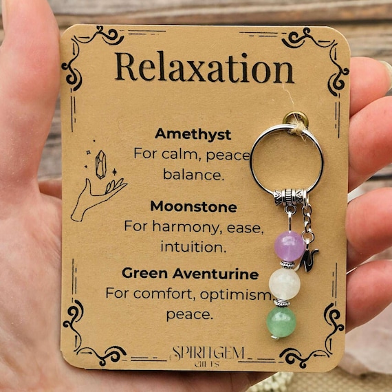 Personalised Relaxation Keyring, Stress Relief Gift, Spa Day Treat, Anxiety Calm Token, Comfort Present, Unwind