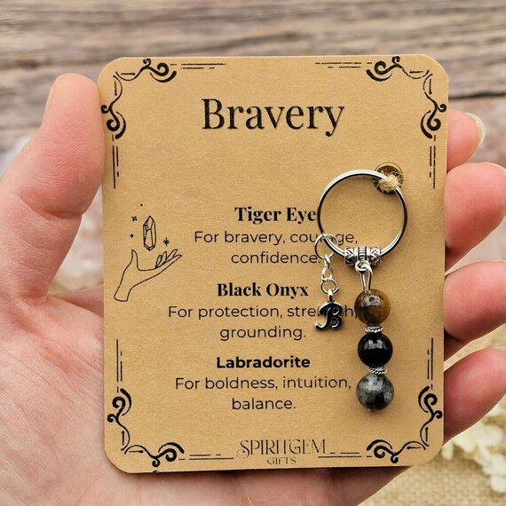 Personalised Bravery Crystal Keyring, Strength Gift, Confidence Boost, Surgery Recovery, Travelling Present, New Job
