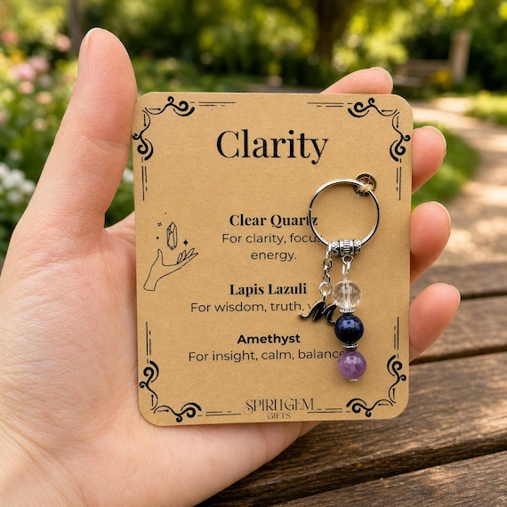 PERSONALISED Exam Success Keyring, Study Focus Gift, New Job Good Luck Charm, Decision Support Keepsake