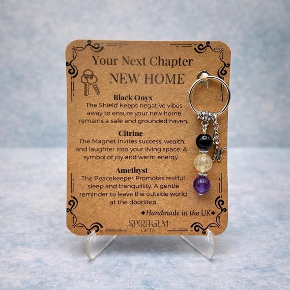 Personalised NEW HOME Keyring Gift for Couple, Housewarming, First Home, Moving In Together Present, Protection for New House, New Neighbour