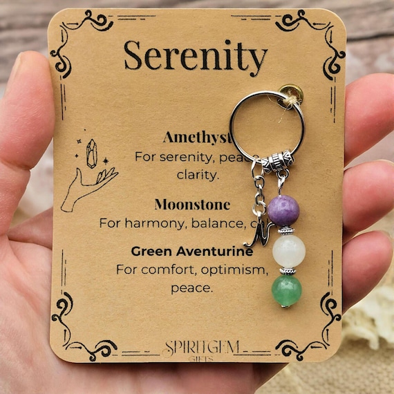 Personalised Serenity Keyring, Inner Peace Gift, Sympathy Present, Anxiety Relief Token, Calmness Charm, Tranquility