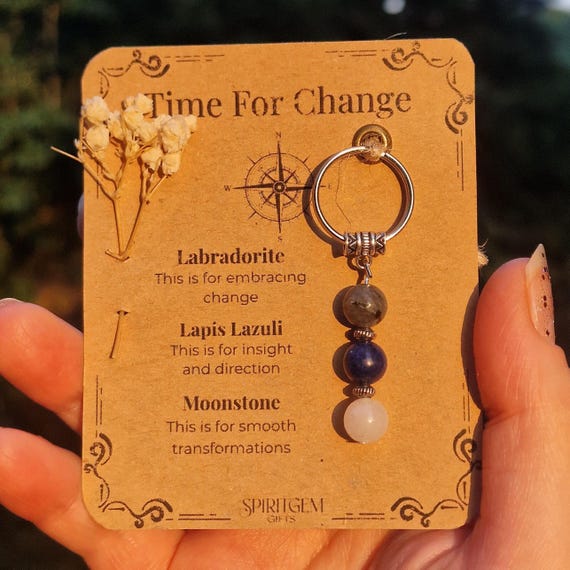 Personalised Time For Change Keyring, Transformation Present, Spiritual Journey Token, New Life Charm, Guidance