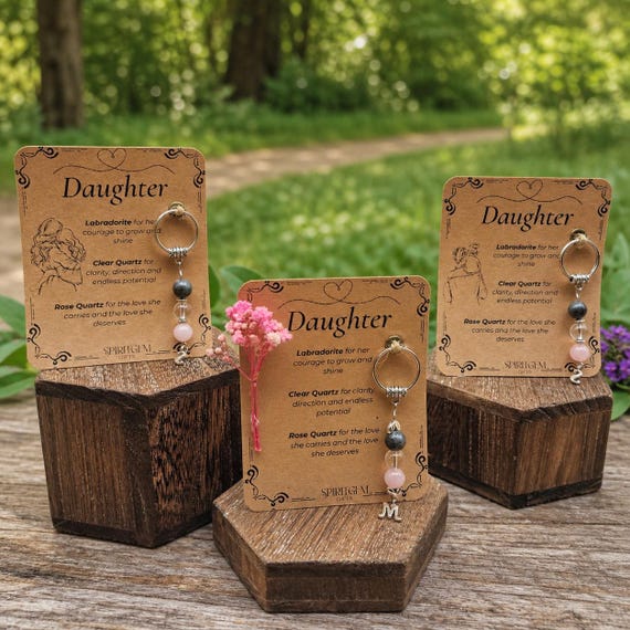 PERSONALISED DAUGHTER keyring. Mum to Daughter, Dad to Daughter, Gift with Meaning, Crystal Keyring, Birthday Keepsake for Her