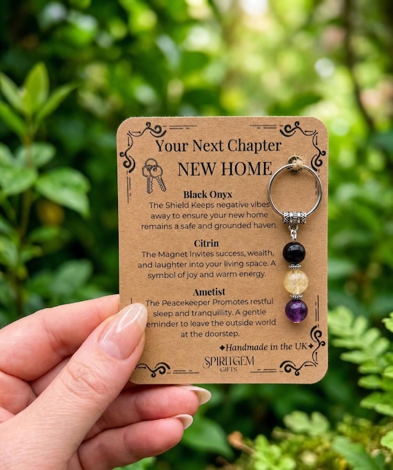 Personalised NEW HOME Keyring Gift for Couple, Housewarming, First Home, Moving In Together Present, Protection for New House, New Neighbour