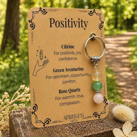 PERSONALISED Positive Vibes Keyring, Cheer Up Gift, Mental Health Support Charm, Sunshine Keepsake