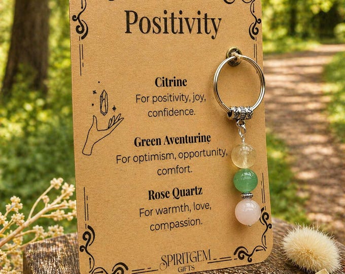 PERSONALISED Positive Vibes Keyring, Cheer Up Gift, Mental Health Support Charm, Sunshine Keepsake
