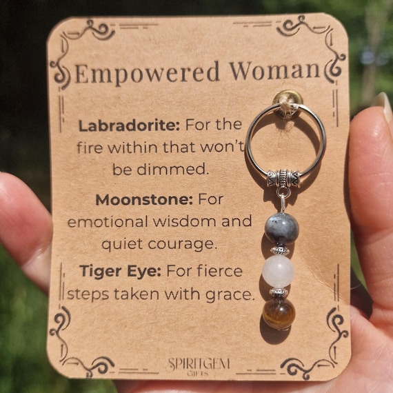 Crystal Keyring Gift for Empowered Woman Personalised Empowerment Confidence Strength Self Belief Feminine Energy Gift UK