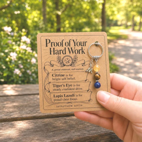 PERSONALISED ACHIEVEMENT Crystal Keyring, Well Done Gift with Illustrated Keepsake Card