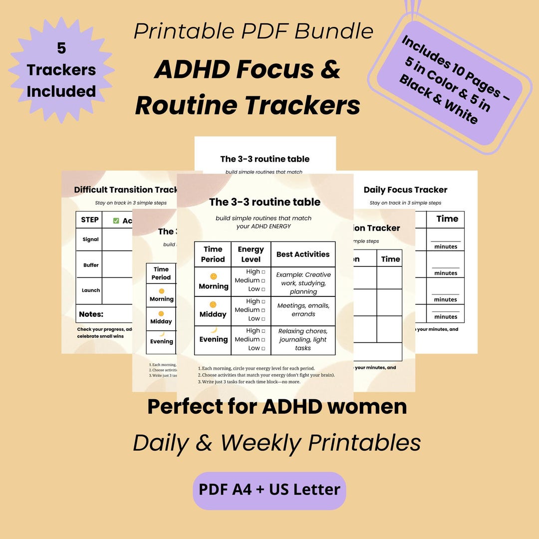 ADHD Planner for Women: Daily Routine & Habit Tracker (A4 + US Letter ...