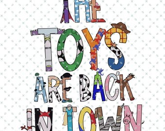 The Toys Are Back In Town Png, Toy Story Characters, Buzz Lightyear, Woody, Jessie, Rex, Alien Tee, Retro Toy Story, Toddler or Youth Png