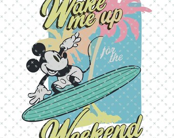 Wake Me Up Weekend, Mickey Mouse Surfing, Mickey Mouse Retro Surf, Magic Kingdom, Family Trip, Custom Family Theme Park Trip, Mouse Summer