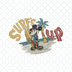 Surfs Up Mickey, Mickey Mouse Surfing, Mickey Mouse Retro Surf, Magic Kingdom, Family Trip, Custom Family Theme Park Trip, Mouse Summer