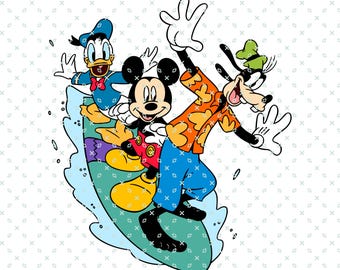 Micky und Co Surfen, Micky Maus Retro Surf, Magic Kingdom, Familienausflug, Individueller Familienfreizeitpark, Mäusesommer, digitaler Download