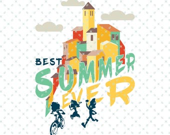 El mejor verano PNG, gráfico de castillo de vacaciones (descarga digital)