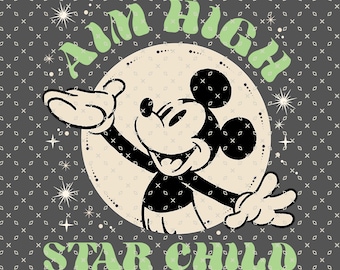 Vintage Mickey Mouse „Aim High Star Child“, Familienurlaub (PNG), Familienausflug (PNG), Urlaubsmodus (PNG), Magic Kingdom (PNG), Komfortfarben (PNG)