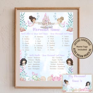 What’s Your Mermaid Name Game Printable | Watercolor Under the Sea Party Game | Cute Mermaid Birthday Activity | Instant Digital Download