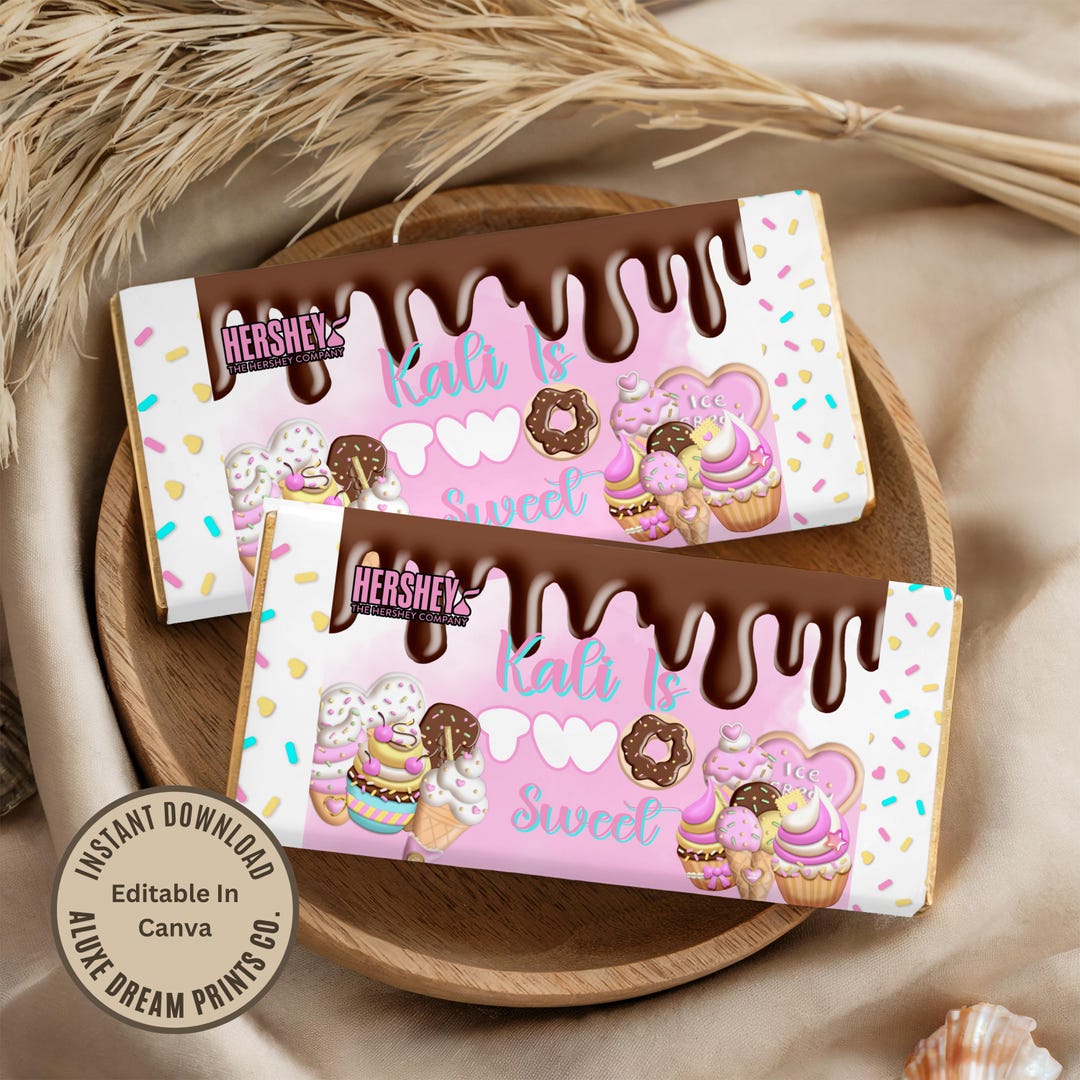 Two Sweet Hershey Bar Wrapper Template: 2nd Birthday Donut Theme ...