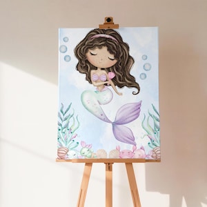 Pin the Tail on the Mermaid Game Printable | Under the Sea Party Game | Watercolor Mermaid Birthday Activity | Digital Download Party Game