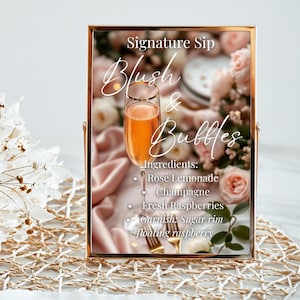 Biglietti per bevande Mimosa Signature / Menu stampabile per brunch e spumante / Insegna digitale per bar Mimosa / Festa della mamma, addio al nubilato / Brunch per ragazze