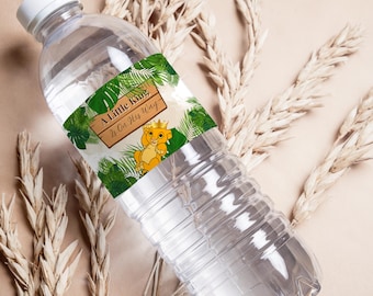 Safari Water Bottle Labels - A Little King Is On The Way - Jungle Baby Shower Decorations - Printable Bottle Wraps - Digital Download