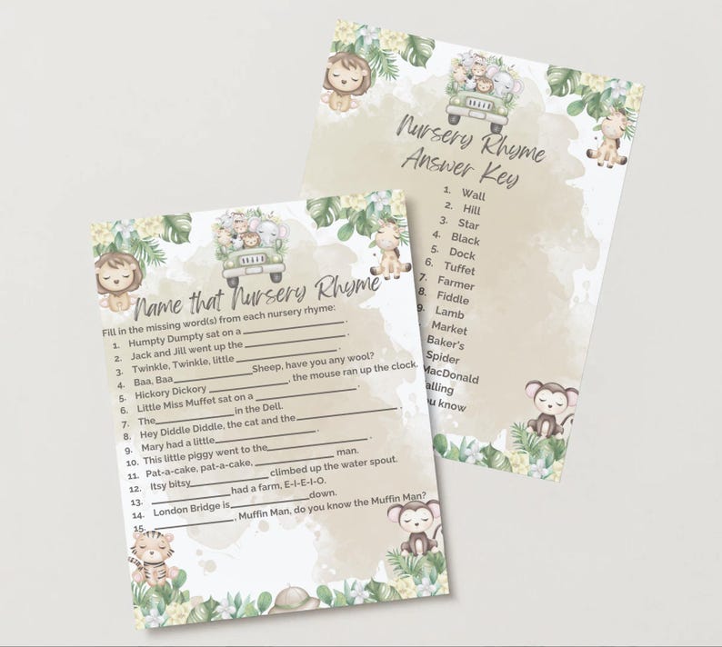 Safari Baby Shower Game Bundle - A Little Wild One is on the Way