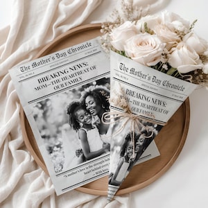 Homenaje para el Día de la Madre en un periódico / Plantilla editable de Canva / Recuerdo digital imprimible / Regalo personalizado para el Día de la Madre / Carta de homenaje para mamá