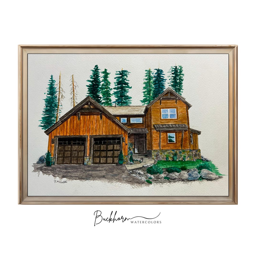 Custom Watercolor House Portrait, Hand Painted Home Decor From Your ...